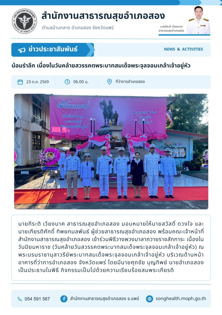 น้อมรำลึก เนื่องในวันคล้ายสวรรคตพระบาทสมเด็จพระจุลจอมเกล้าเจ้าอยู่หัว เมื่อวันที่ 23 ตุลาคม 2569